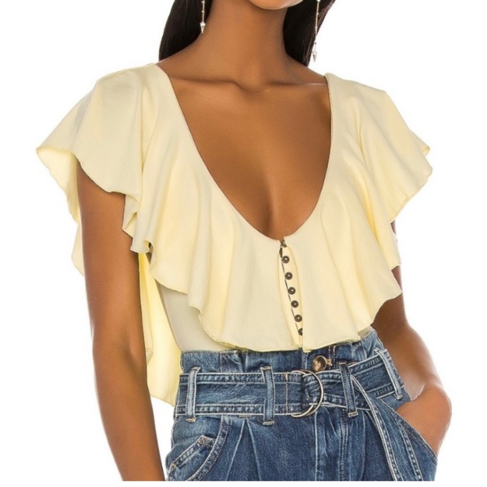 Free People - Yellow ruffle top / Matilda Bodysuit